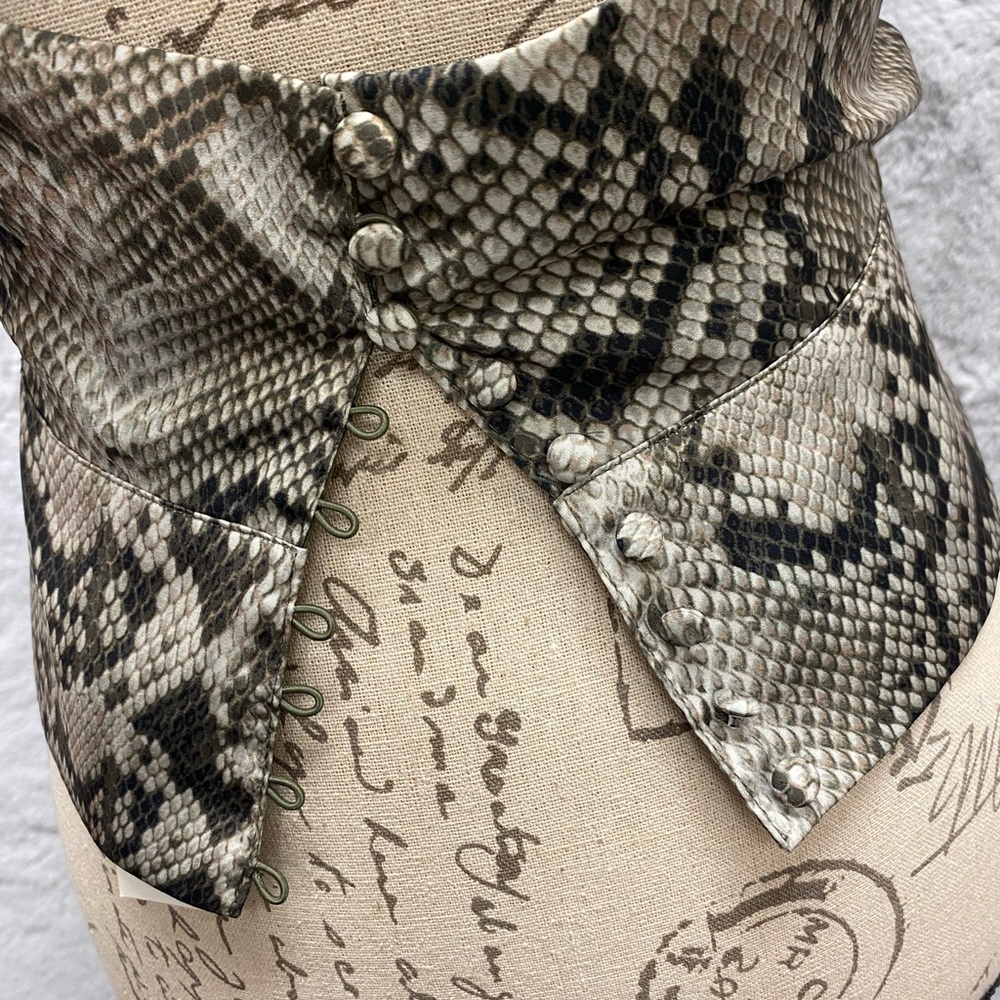 Army Green Snake Print Halter Top